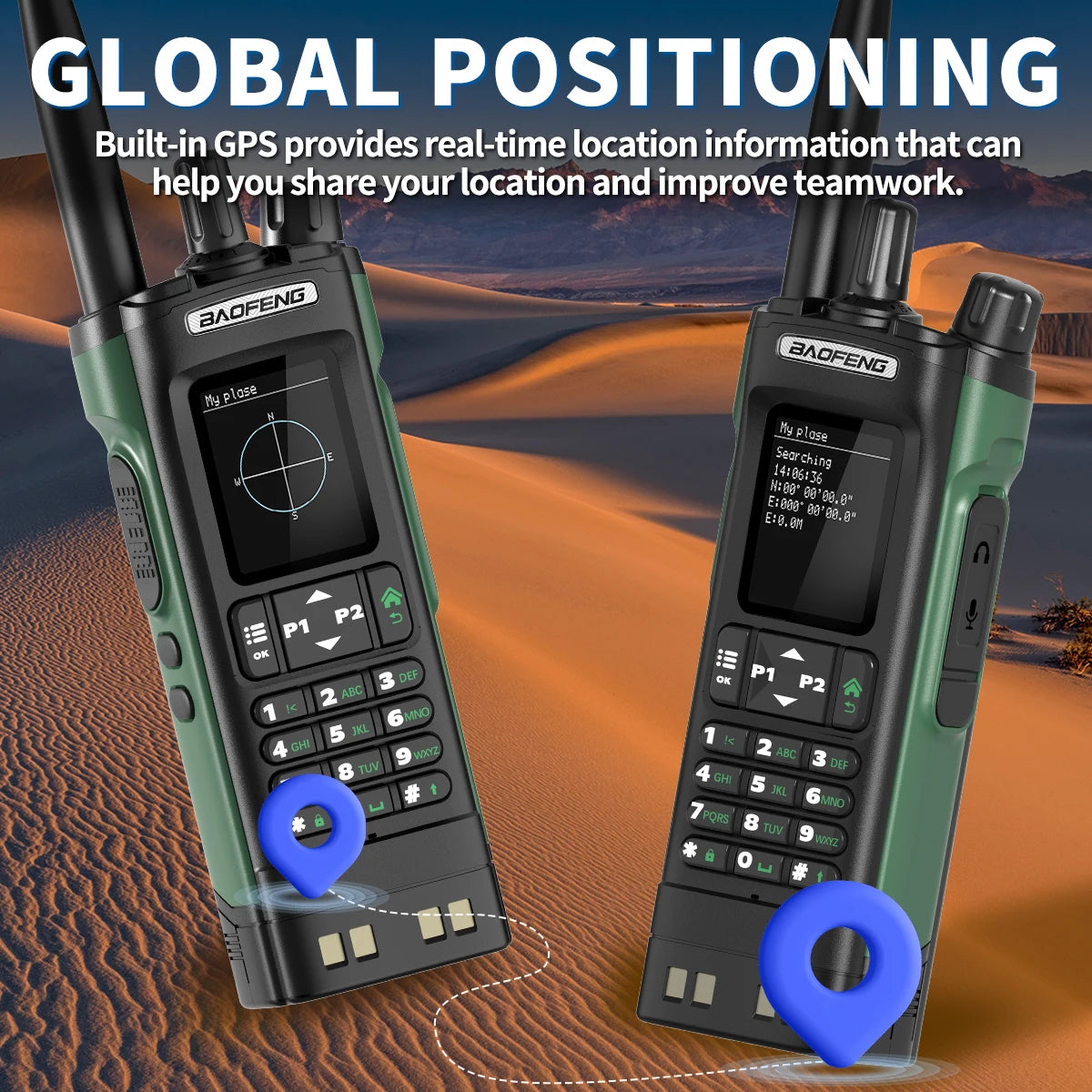 BAOFENG UV-32 10W Walkie Talkie Multi Band GPS Bluetooth Phone APP Programming Type-C NOAA for UV-5R Amateur Ham Two Way Radio