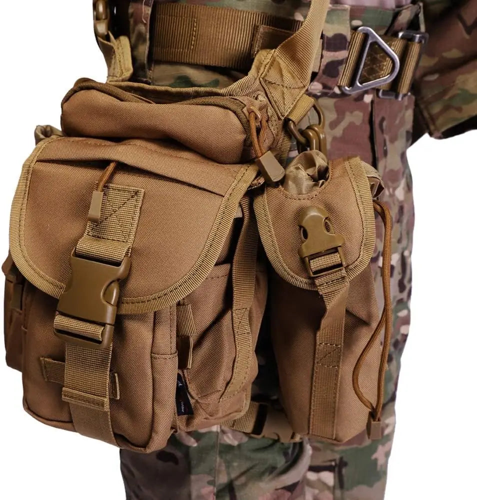 Waterproof Military Tactical Drop Leg Pouch Bag Type B Cross Over Leg Rig Outdoor Bike Cycling Hiking Thigh Bag