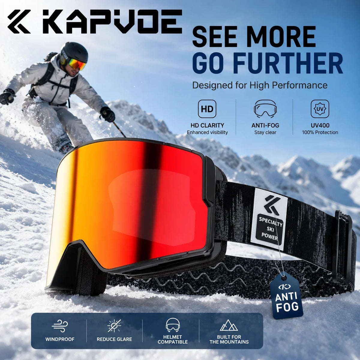 Photochromic Snow Goggles Snowboard Anti-Fog Mask