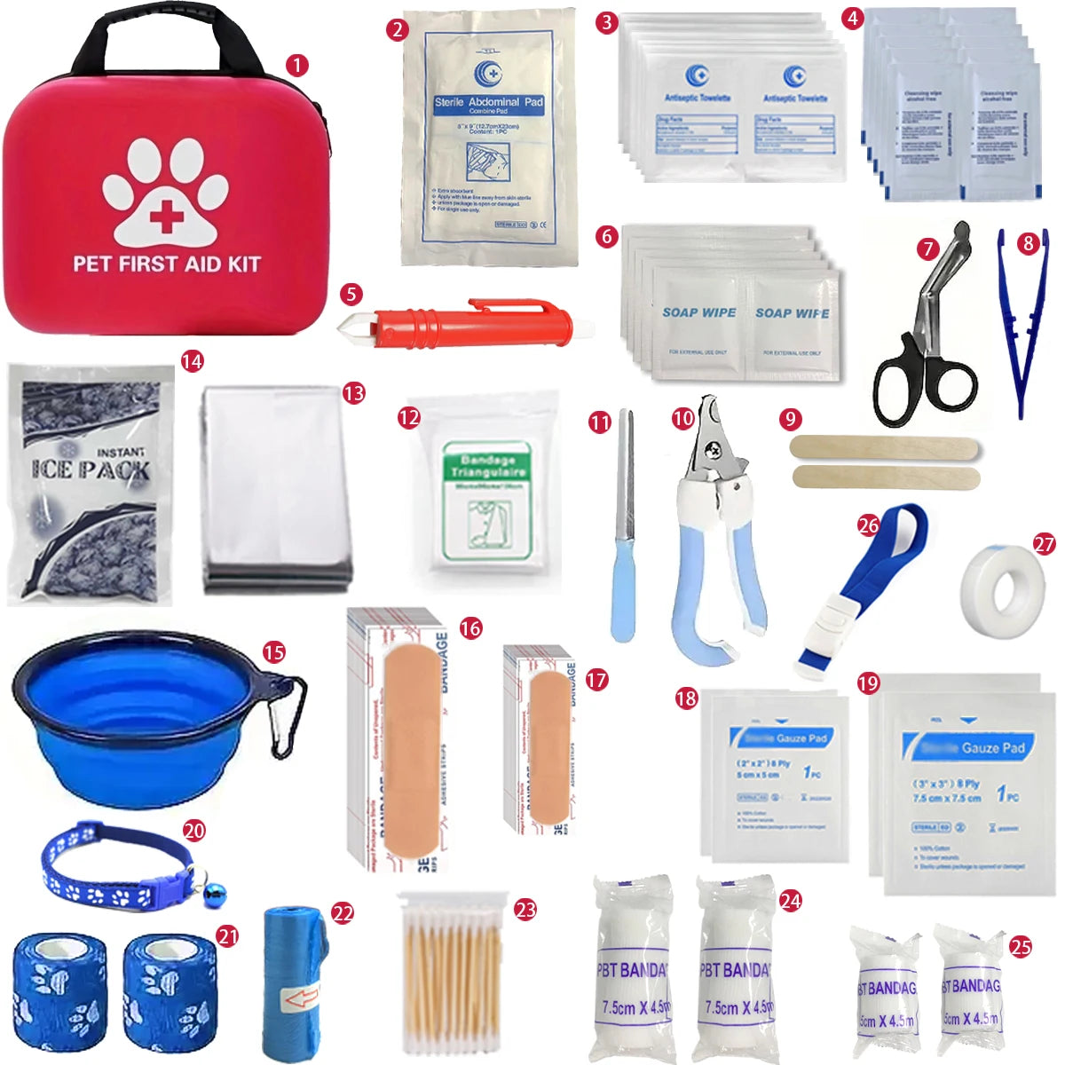 127 Compact Dog and Cat Travelling First Aid Kit