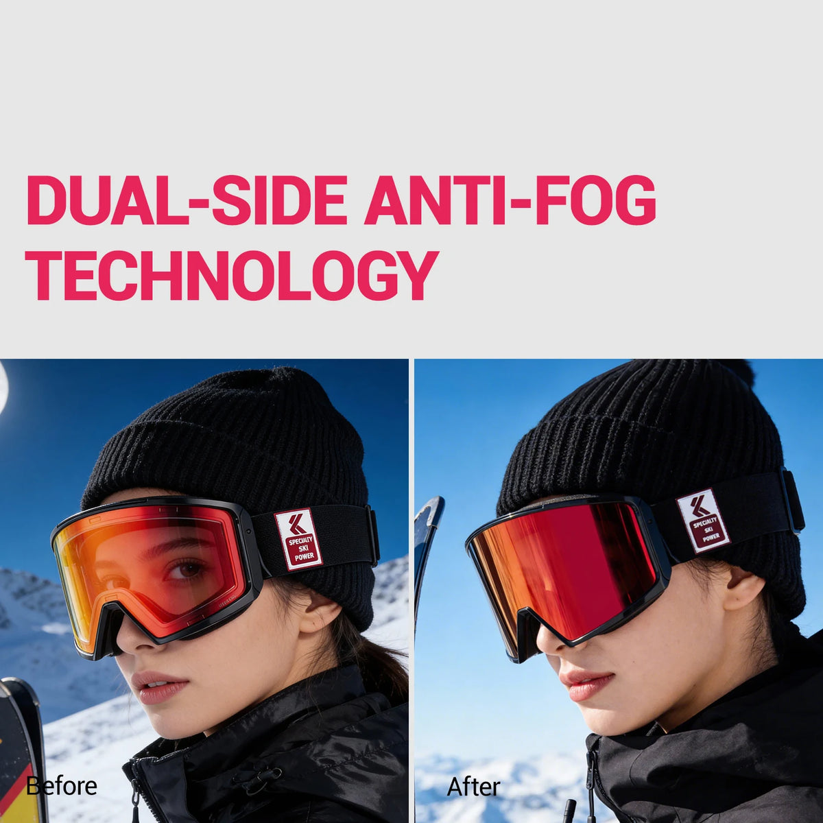 Kapvoe UV400 HD Photochromic Snow Ski Goggles Snowboarding Skiing Mask Men Women Anti-Fog Lens Kit Protection Snowmobile Glasses