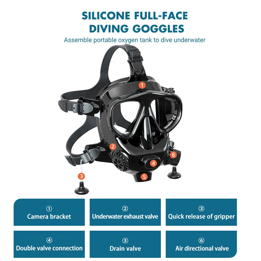 Full Face Dive Mask Support Diving & Snorkeling,