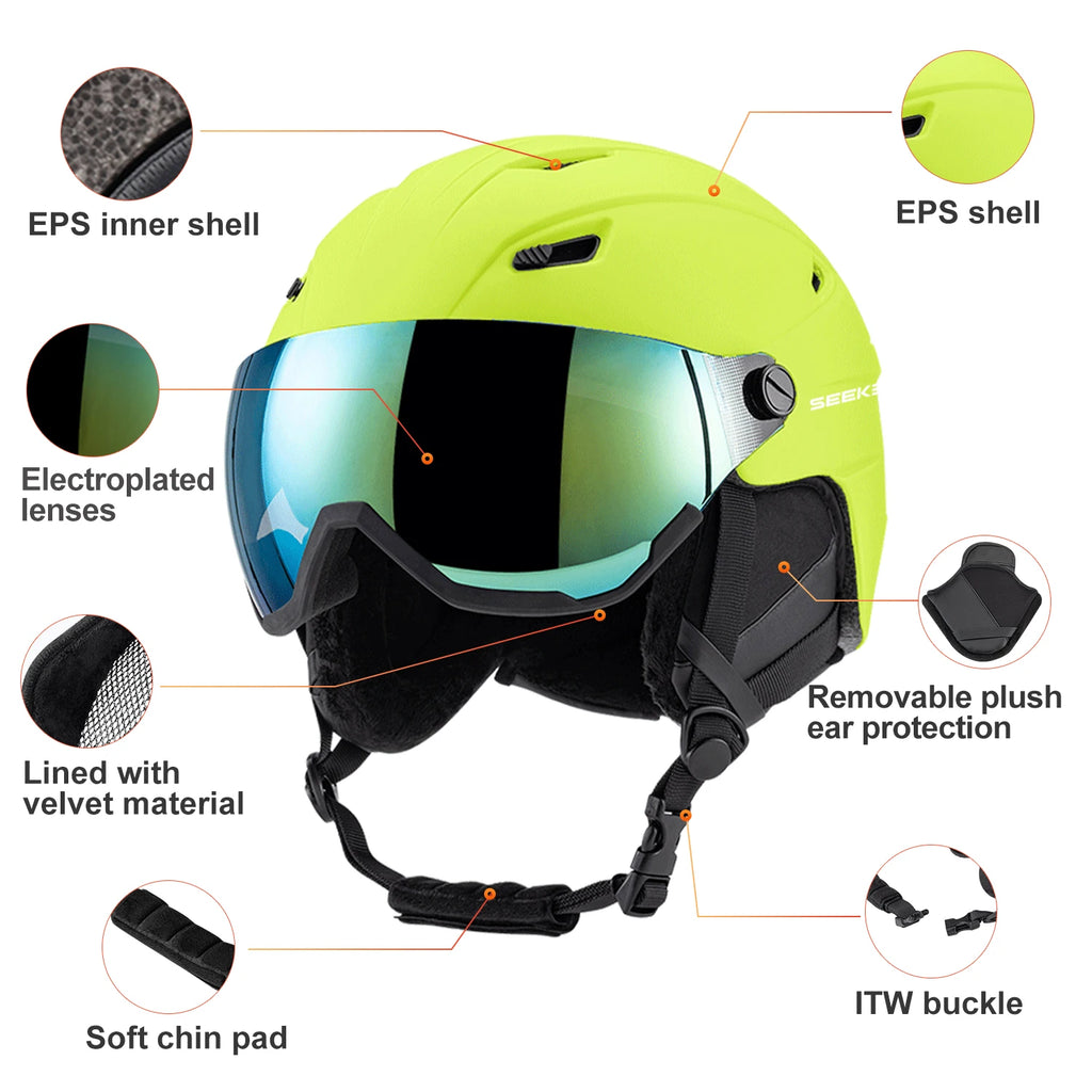 UMUSEEKER Ski Helmet Lens Integrated Anti-Fall And Anti-Impact Adult And Youth Snowboard And Double Board Ski Helmet Snow Helmet